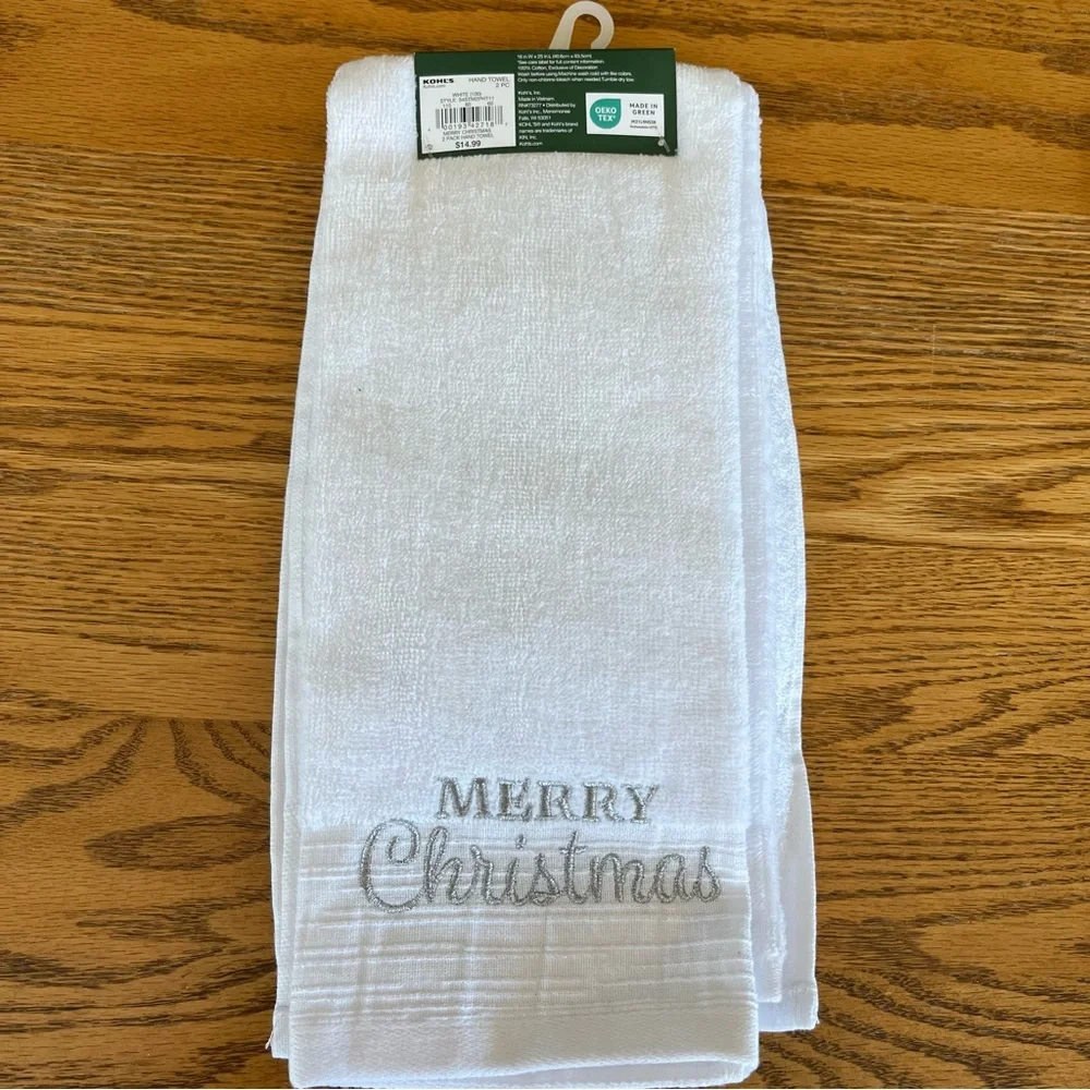 WHITE & SILVER CHRISTMAS HAND TOWELS